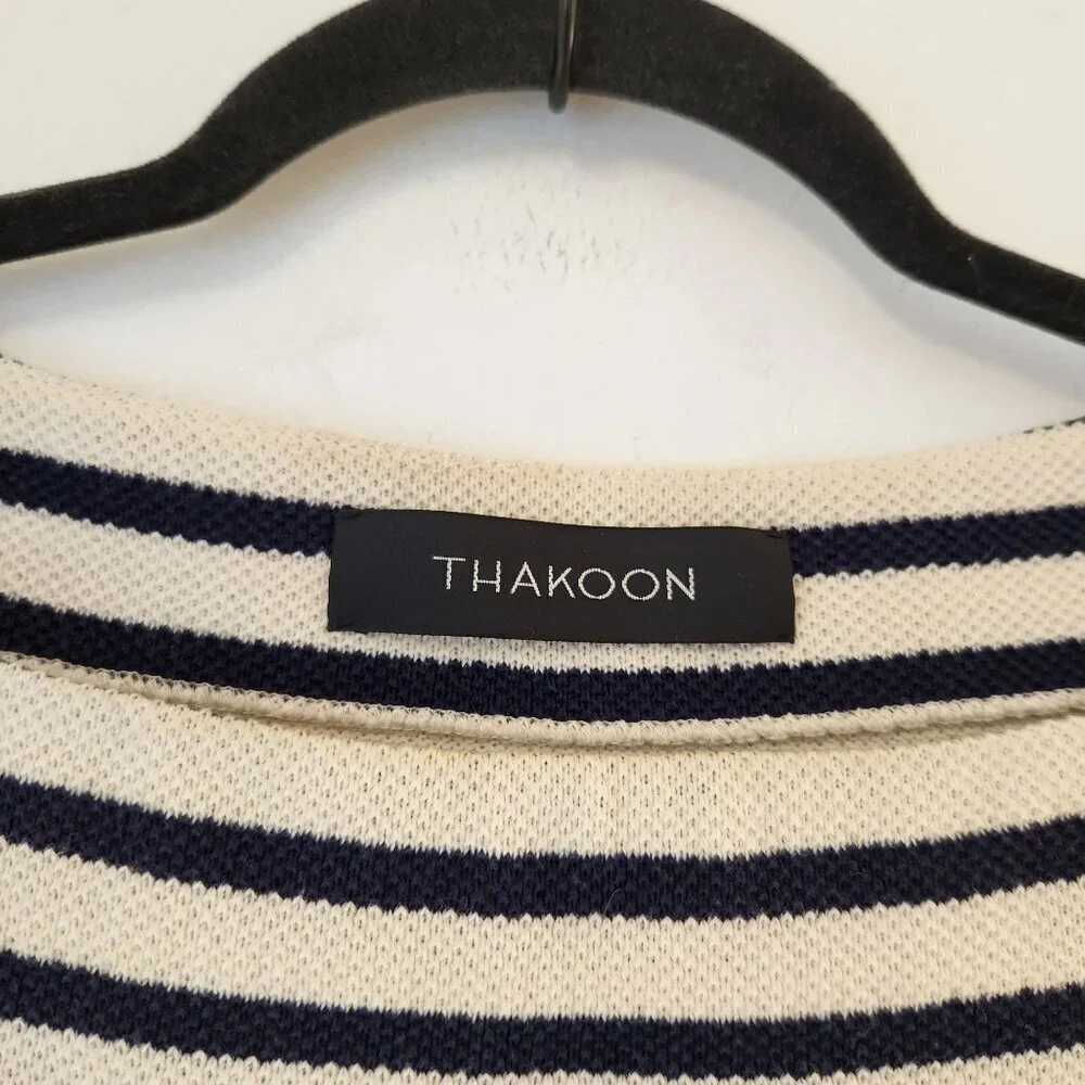 Thakoon Striped Long Sleeve Blouse Lace Trim Career Professional Women's 10 - Picture 4 of 7